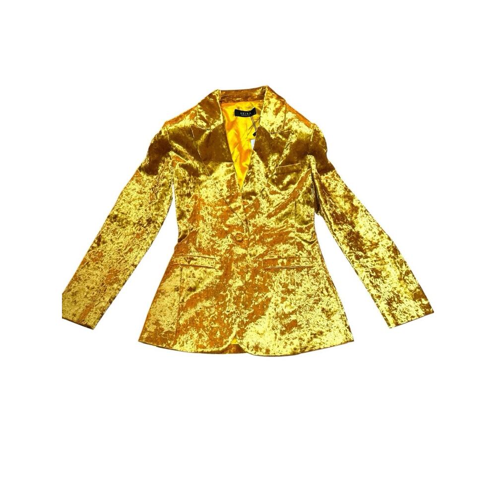 AKIRA “Dripping In Gold” Crushed Velvet Pant Suit Set NWT! - Picture 7 of 10